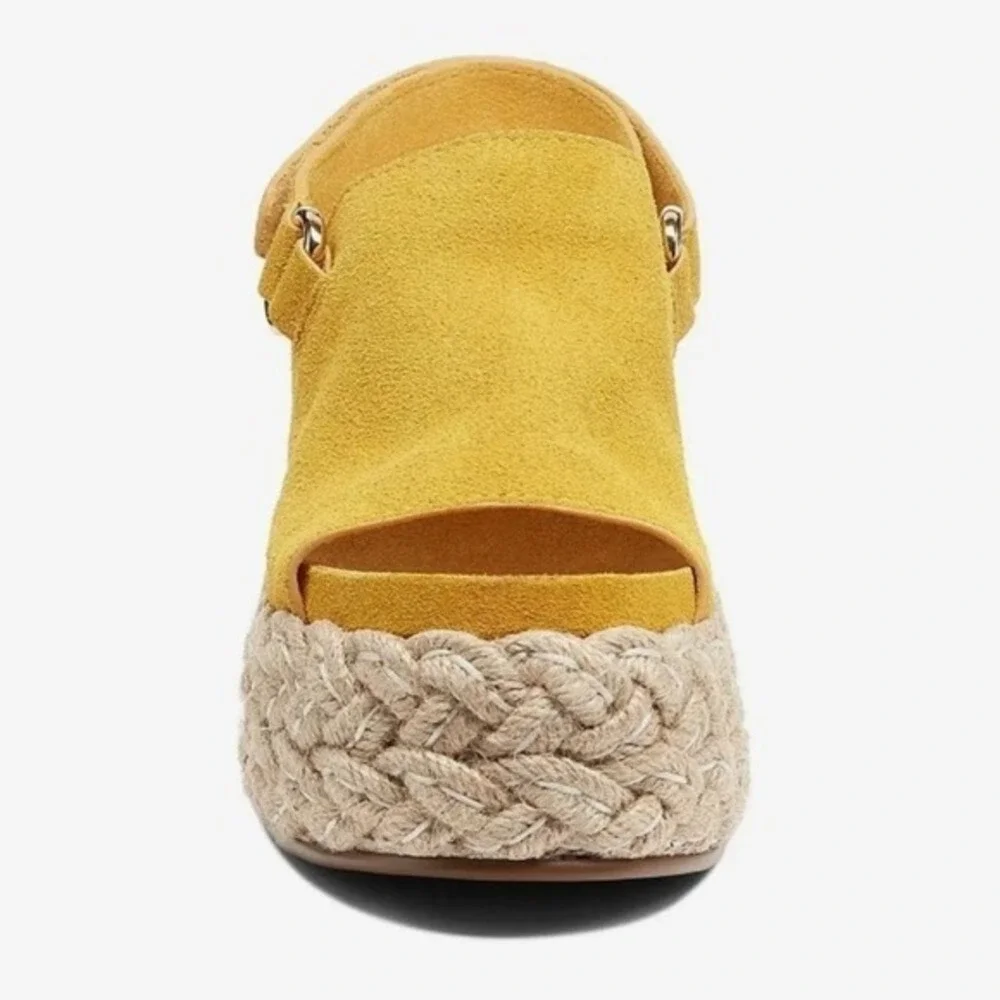Kelsi Dagger Brooklyn Keys in Mellow yellow suede espadrille platform sandals 10